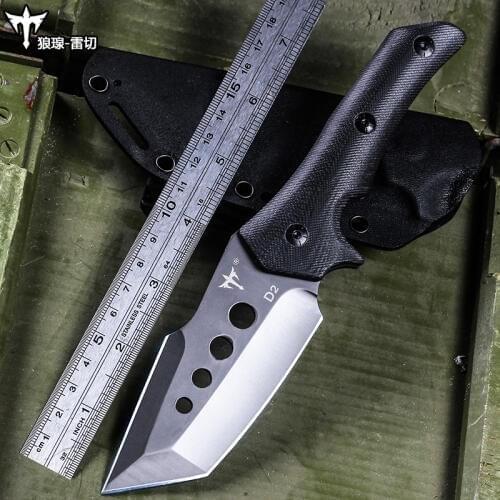 Voltron Survival saber in the wild, wilderness self-defense portable knives, diving knife D2 steel high hardness straight knife