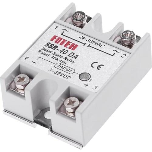 Single Phase DC 3-32V to AC 24-380VAC SSR-40DA 40A Solid State Relay Module Temperature Controller Professional Power Metal Tool