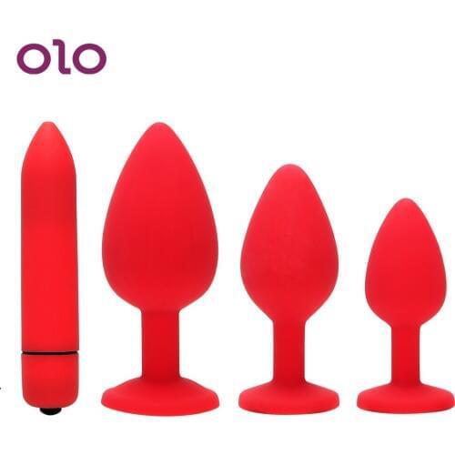 OLO 4 Pieces/set Multispeed Bullet Vibrator Crystal Jewelry Anal Plug Butt Plug Sex Toys for Men Women Prostate Massager