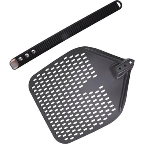 Perforated Pizza Peel, 12 Inch Rectangular Pizza Peel Turning Pizza Peel Pizza Shovel for Baking Homemade Pizzas