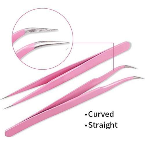 THINKSHOW 2 Pair Eyebrow Tweezers Eyelashes Extension Tweezers Face Hair Removal Clip Beauty Makeup Tools Wholesale