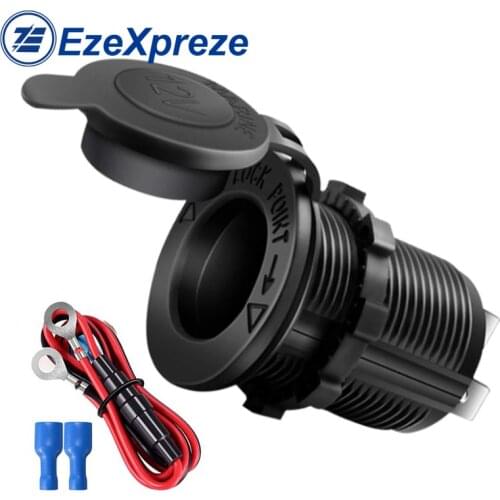 Car Cigarette Lighter Socket 12V-24V Waterproof Plug Power Outlet Adapter for Marine Boat Motorcycle Truck RV ATV with Wire D5
