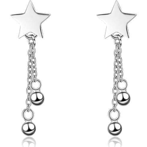 New Fashion Simple Niche Design Star Chain Tassel Earrings For Women Girl 925 Sterling Silver Earring Gift Fairy Jewelry