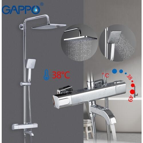 GAPPO Shower Faucets thermostatic bathroom shower mixer shower faucet bath faucet wall mounted rainfall mixer tap shower set