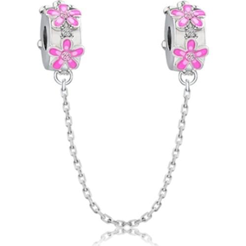 1Pcs New Beautiful Flower Chain Pendant DIY Beads Suitable for Original Pandora Charm Bracelet Ladies Jewelry Making Gifts