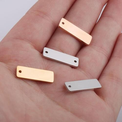 10PCS 6x18mm Rectangle Mirror Polished Connector for Bracelet Accessories Charms DIY Necklace Pendants Jewelry Making