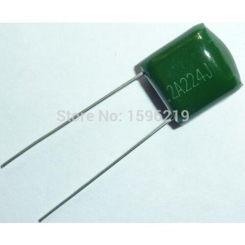 10pcs Mylar Film Capacitor 100V 2A224J 0.22uF 220nF 2A224 5% Polyester Film capacitor