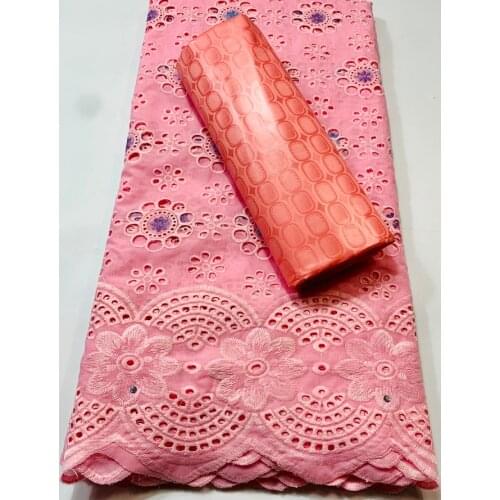 2.5+2.5 yards/set African Bazin Riche Brode Fabric with Swiss cotton Lace fabric 2021 Damask Guinea Brocade Lace Fabric YKM108