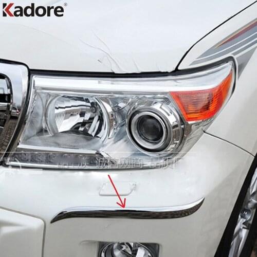 For Toyota Land Cruiser LC200 2013-2015 ABS Chrome Plastic Front Up Foglight Eyelid Protector Cover Auto Accessories 2pcs/set