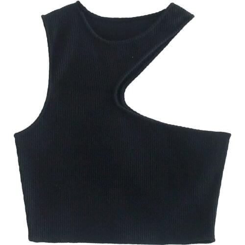 2021 Irregular Tank Top Women Fashion Design Open Detail Casual Chic Lady y2k tops Woman sexy Knitted Crop Top Summer