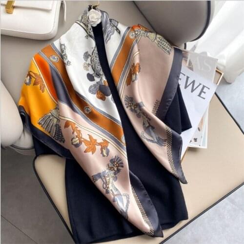 2021 new spring women scarf quality shawl silk fashion scarf headscarf beach sunscreen bag headscarf scarf 90cm*90cm