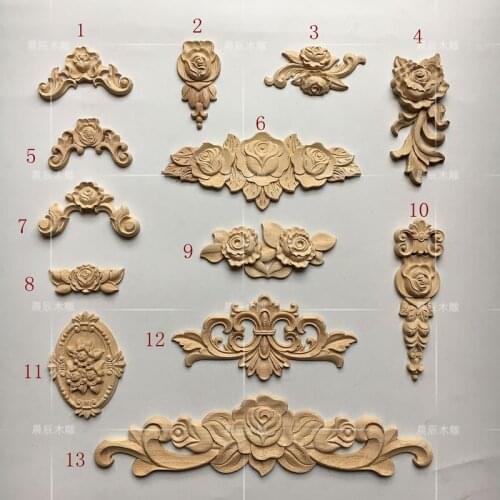 4pcs/lot,Wood Applique, Wood carved, European decals, roses patch ,furniture door decals(A744)
