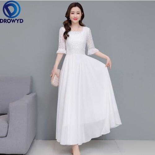 4XL Plus Size Boho Beach Long Sundress 2021 Women Bodycon Party Elegant Maxi Vestidos Summer Vintage Lace Casual Midi Dresses