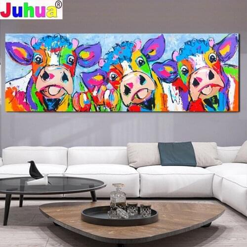 5D DIY Diamond Painting Colorful Cow Diamond Inlay Crafts Cross Stitch MosaicDiamond Embroidery Rhinestones Gift Handmade