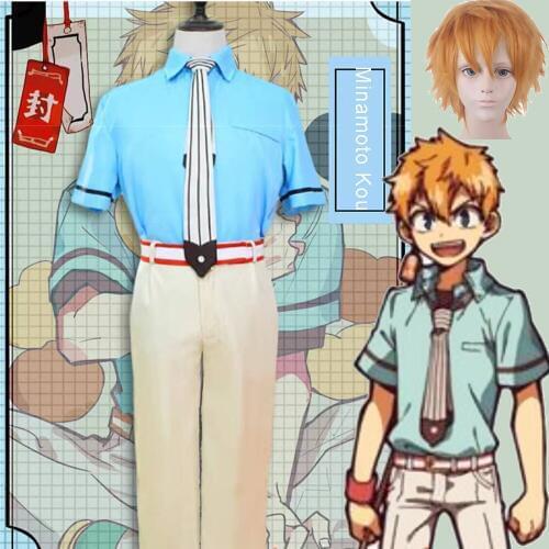 Anime Jibaku Shounen Toilet Bound Hanako Kun Minamoto Kou Cosplay Costume And Wig Men Women School Uniform Clothing Set Earring