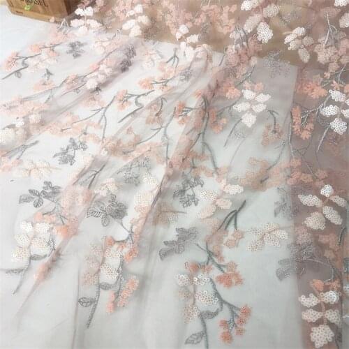 Sequins 3D Multilayer Embroidered Lace Fabric DIY Wedding Dress Curtain Background Decoration Sewing Material