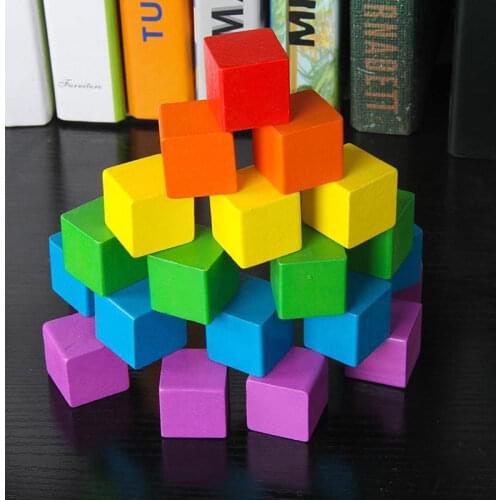 25mm 100pcs/set wood cubes blocks Early Education Solid Cubes for Woodwork Craft Kids Toy Puzzle Making Material