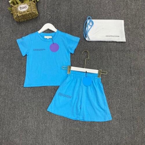 Childrens casual suit Summer new round neck jacket two-piece suit design boy and girl suit