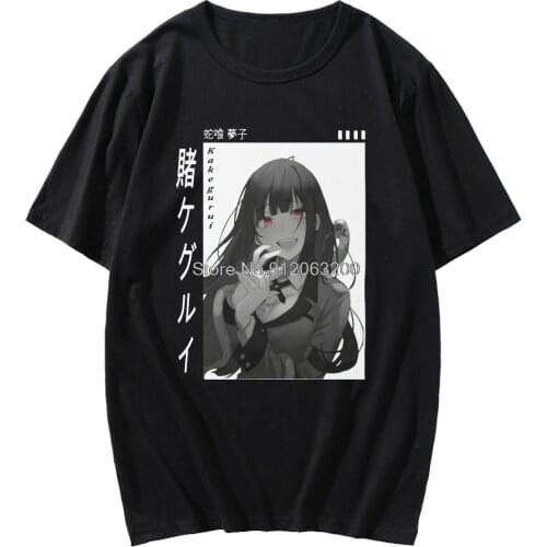 Japan Anime Kakegurui Short Sleeve Yumeko Jabami Tshirt Mens Fashion T Shirt Female Oversized Hip Hop Kpop T-shirt