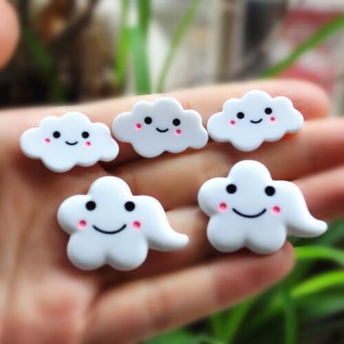 Resin Cabochon Cartoon Cloud With Smile Face Flatback Scrapbooking Embellishment Decoration for Hair Bow