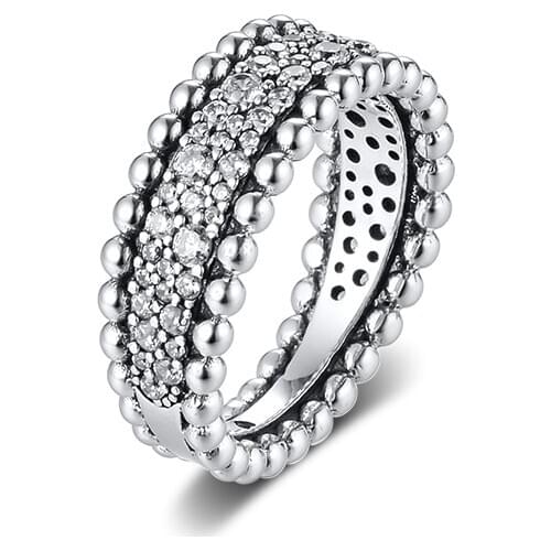 GPY Ring Women Anel Feminino 100% 925 Jewelry Sterling Silver Anillos Mujer Beaded Pave Band Rings Wedding Engagement Bagues