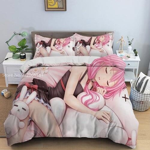 Beautiful Lady Bedding Set Sexy Girl Duvet Cover Cartoon Anime Bed Cover Set For Bedroom Home Textile Bedspread (No Sheets)
