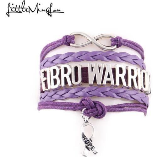 Little MingLou Infinity love Fibro Warrior bracelet ribbon hope charm awareness men bracelets & bangles for women jewelry