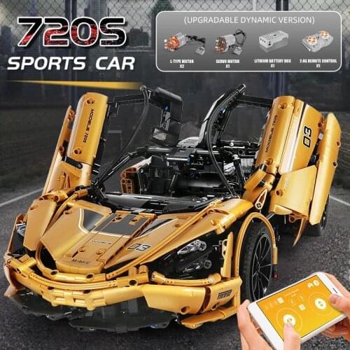 In Stock-MOULD KING MOC High-Tech Series McLaren P1 720S Racing Car Model Building Blocks Bricks Children Toys 13145 Kids Gifts