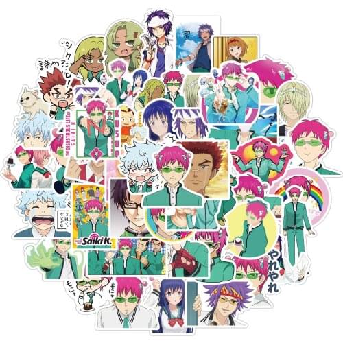 10/50Pcs The Disastrous Life of Saiki K Stickers Saiki Kusuo Anime for Luggage Skateboard Fridge Guitar Laptop DIY Stationery
