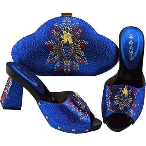 Newest African Women Matching Italian Design Shoe and Bag Set for Wedding Italian Shoes with Matching Bag For Party JZS-04