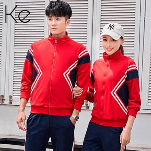 KE new autumn fall mens fashion casual unisex sports suit white red couple lovers spring running clothing leisure tracksuit