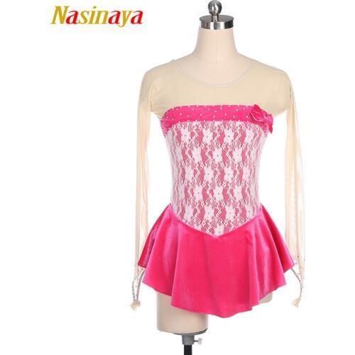 Nasinaya Figure Skating Dress Customized Competition Ice Skating Skirt for Girl Women Kids Gymnastics Performance White Lace