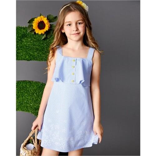 Girl Suspender dress Vertical Stripe Princess dress Printed Dress Girl Summer Girl