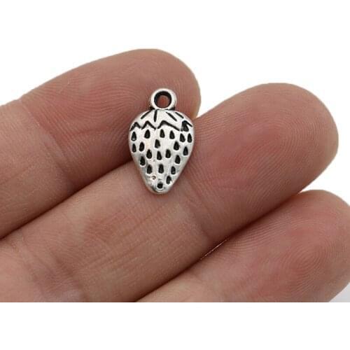 JAKONGO Strawberry Charm Pendants for Jewelry Making Bracelet DIY Accessories 17x10mm 15pcs