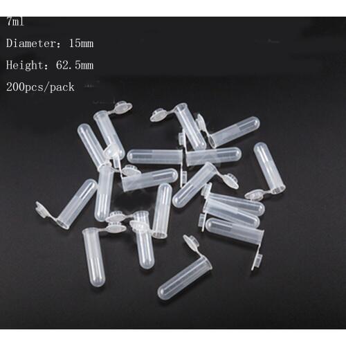 200pcs 7ml Sample Preparation Round Bottom Centrifuge Tubes with Cap Clear White