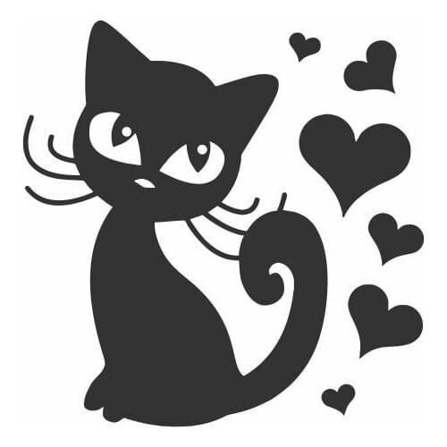 Cute Cat Braving Love Next To Her Big Eyes Car Stickers Car Grill Design Detachable Mural FA685