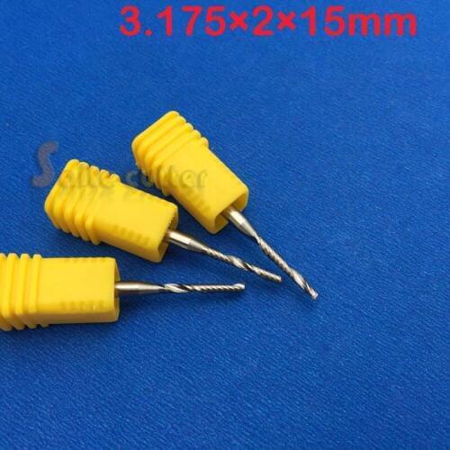 10PCS 3.175mm *2mm*15mm AAA HQ Single Flute Spiral Carbide CNC Router Bits Milling Cutter