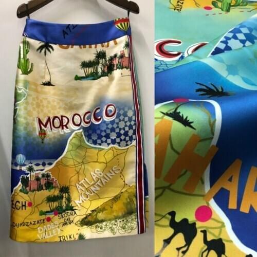 Map printed polyester fabric cloth 63x146cm fashion womens shirt childrens clothing handmade DIY sewing fabric for dress