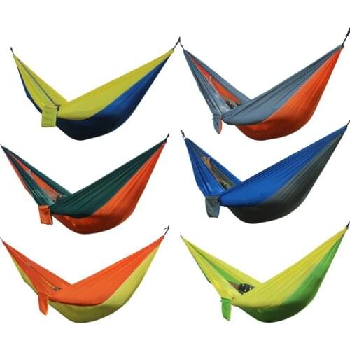 Outdoor Multicolor Color Hanging Bed Double 210T Parachute Cloth Hammock Two-color Split Nylon Spin Swing Camping Hammock