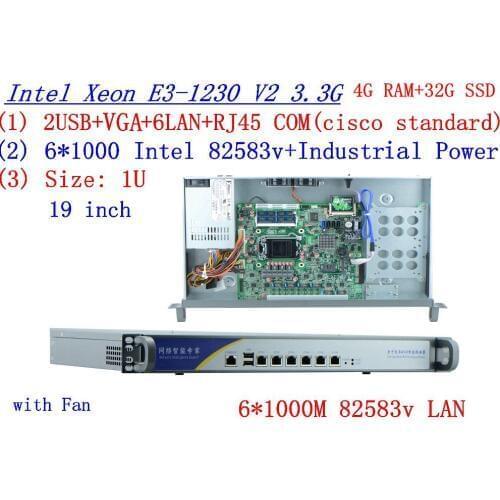 1U Carrier Services Engine router with 6*1000M lan 82583v Gigabit 6 lan Inte Quad Core Xeon E3-1230 V2 3.3G 4G RAM 32G SSD