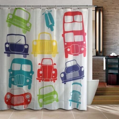 Shower curtain Bathroom products Colorful toy cars terylene bath curtain 180x180cm cortinas para banheiro