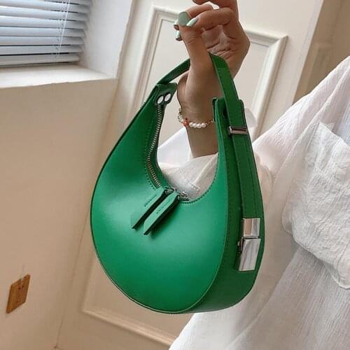 Half A Month Small Underarm Bag 2021 Summer New PU Leather Womens Designer Handbag Solid Color Shoulder Messenger Bag Purses