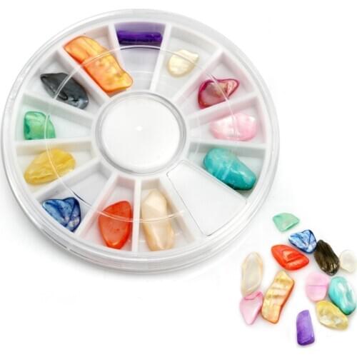 1 Wheel 3D Nature Colorful Shell Stone 3D Manicure DIY Tips Nail Art Decor