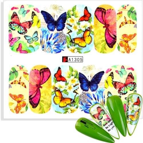 1pcs Flower Floral 3D Nail Art Stickers Butterfly Pattern Transfer Stickers Decal Manicuring Decoration Design Tips Paper Slider