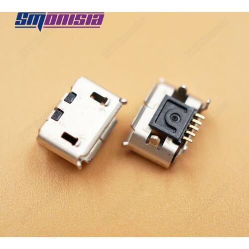 Smonisia 100pcs High plated Micro usb Connector Port with edge Curl for Phone Tablet Notebooks