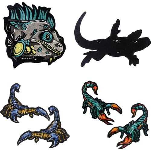 Animal Scorpion Lizard Iron on patches for Vest Cost Sticker Clothes T-shirt Jeans Embroidery Applique 2PC TH1949