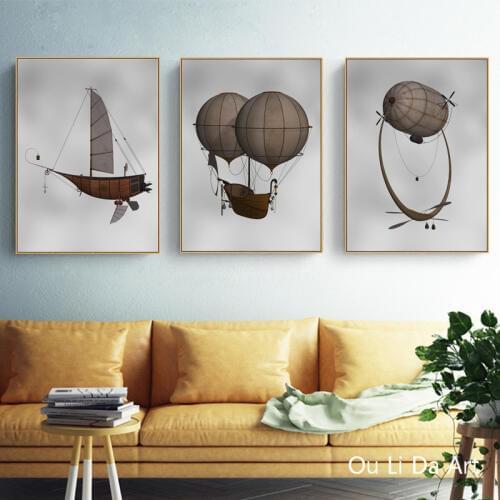 3pcs contracted craft balloon restoring ancient ways canvas printings oil painting printed on canvas wall art decoration picture