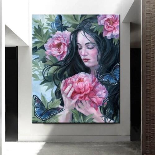 NEW Aestheticism Painted flower woman 5D Diy Diamond Painting Full Square Round Rhinestone Embroidery Mosaic Art Home Decoration