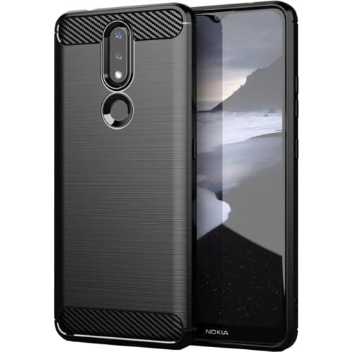 Shock Absorption Cover Soft TPU Anti Scratch Carbon Fiber Back Case With Screen Protector for Nokia 2.4