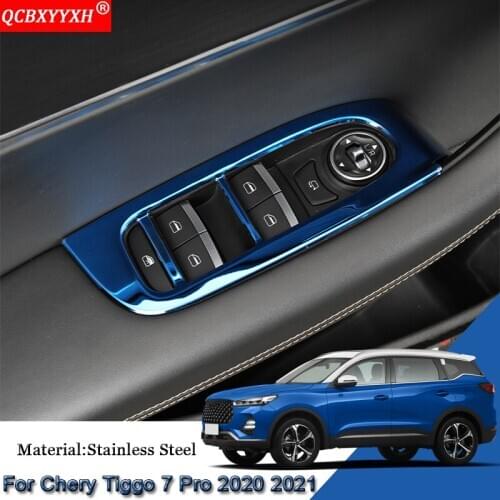 Car Styling Car Interior Door Window Lift Switch Panel Cover Trim Sequins Stickers Accessories For Chery Tiggo 7 Pro 2020 2021